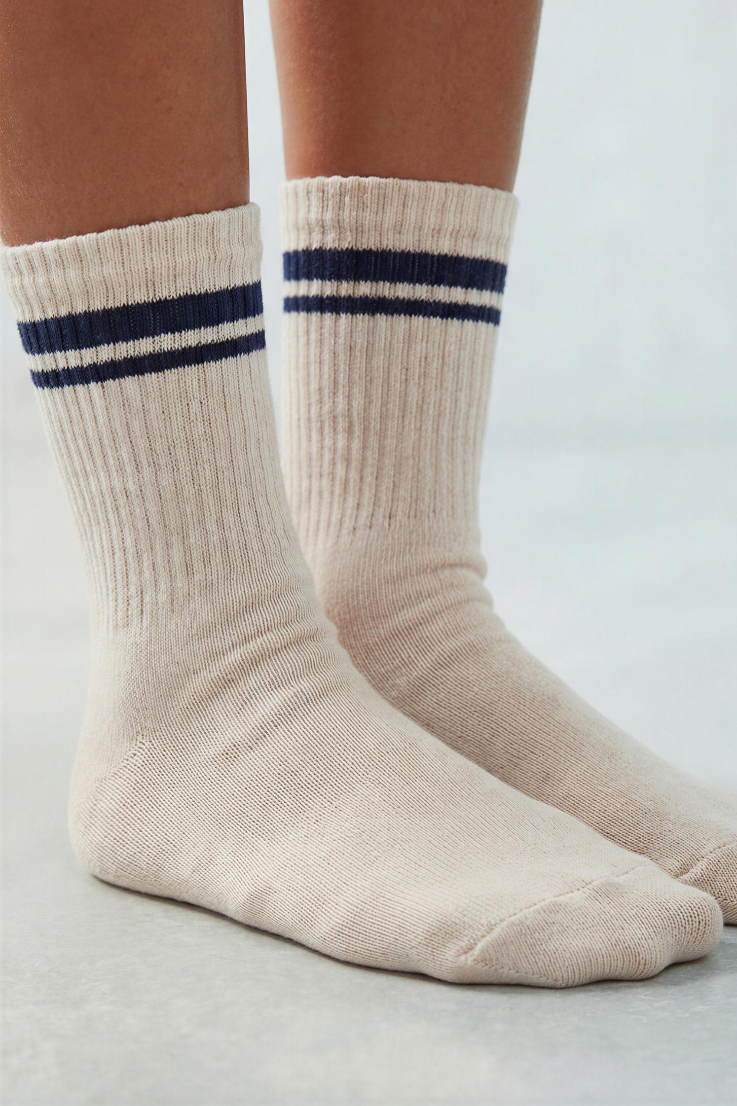 THREE-PACK OF STRIPED MID-CALF SOCKS